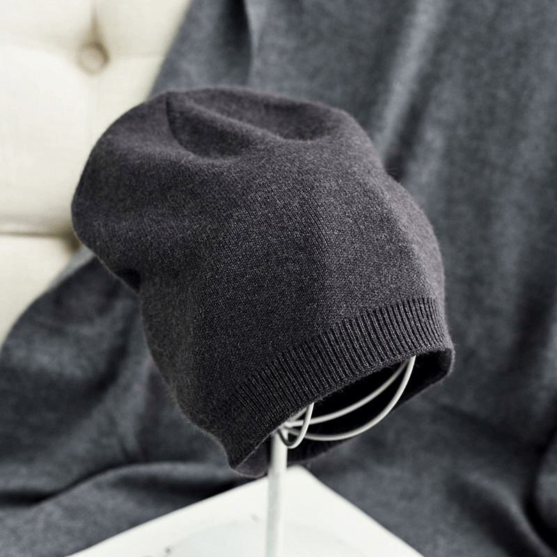 Cozy unisex solid color cashmere wool beanie, perfect for casual winter outings. SF1476 headwear combines warmth and style effortlessly.